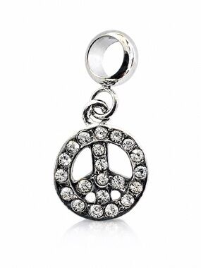 Silver Peace Sign Rhinestone Dangle Charm – Pandora Compatible